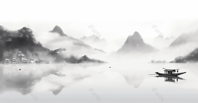 朦胧感山水画水墨风背景图,插画/手绘图,插画/手绘图库,插画/手绘图下载,插画/手绘